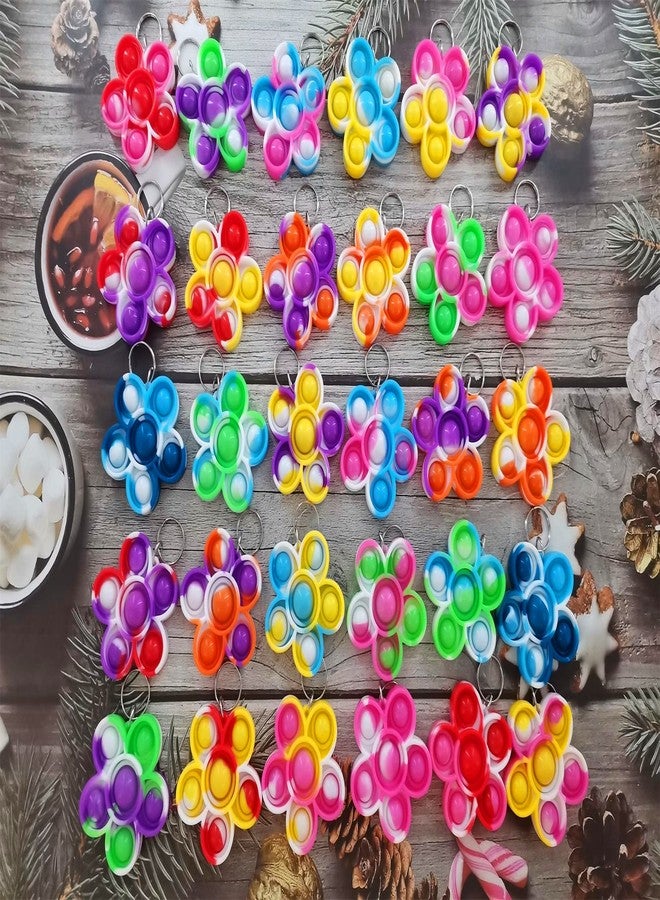 HOZKEAP 30 Packs Bulk Flowers Backpack Keychain Mini pop Fidget for boy and Little Girl,Kids，Students Birthday Party Favors,Students Bubble Prize - Image 2